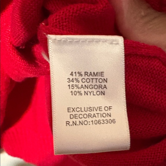 Berek Red Off-the-Shoulder Sweater with White Accents - Picture 4 of 8